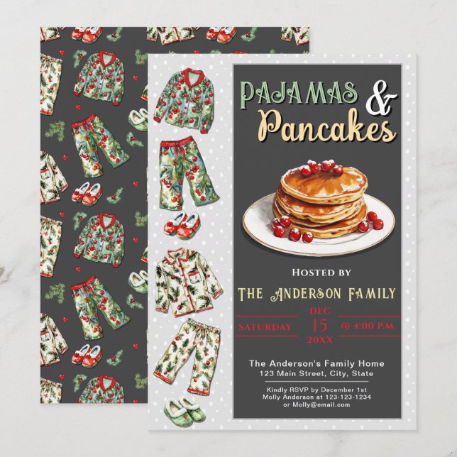 Invitation à la soirée pyjama et crêpes (Devant / Derrière)