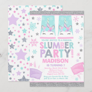 Invitation à la soirée pyjama Licorne d'hiver