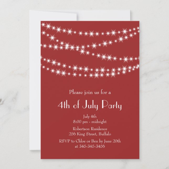 Invitation à la soirée Red 4 juillet Twinkle Light (Devant)