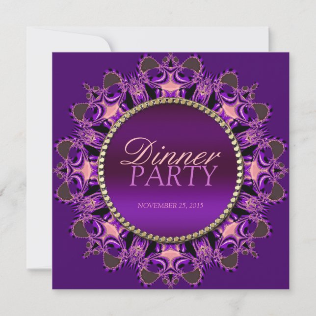 Invitation à la soirée Regal Lace Heart Purple (Devant)