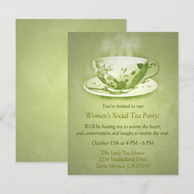 Invitation à la soirée thé vert de charme (Devant / Derrière)