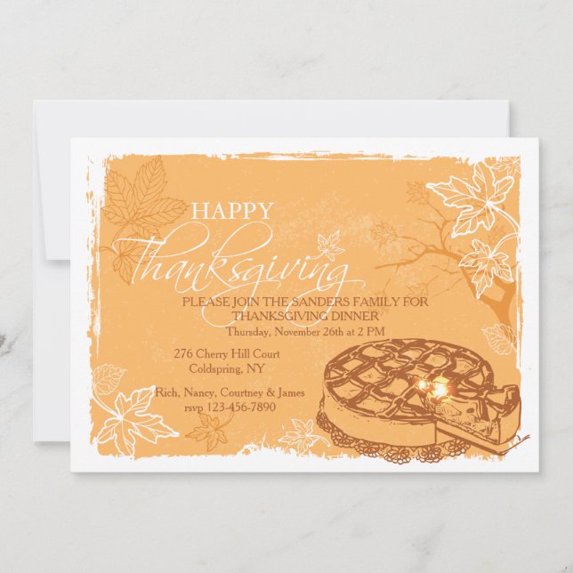 Invitation à la tarte de Thanksgiving (Devant)