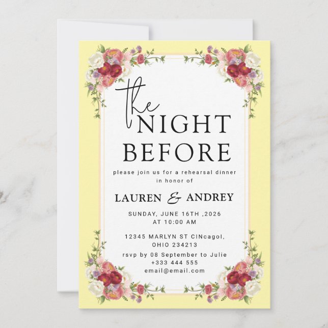 Invitation à la veille du mariage (Devant)