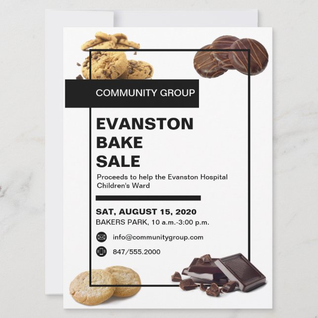 invitation à la vente de gâteaux contemporains (Devant)