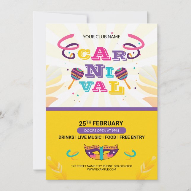 Invitation à l'affiche du Carnaval (Devant)