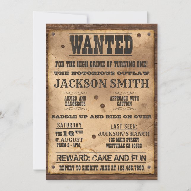 Invitation à l'affiche Recherchée de Cowboy pour W (Devant)