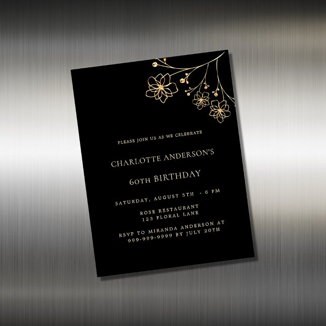 Invitation à l'aimant floral or noir (Créateur téléchargé)