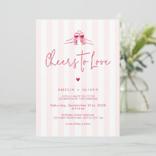 Invitation À l'amour, des toasts Rouge et Rose Mariage Rétro