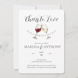 Invitation À l'amour Verre à vin Thème de la fête de fiançail