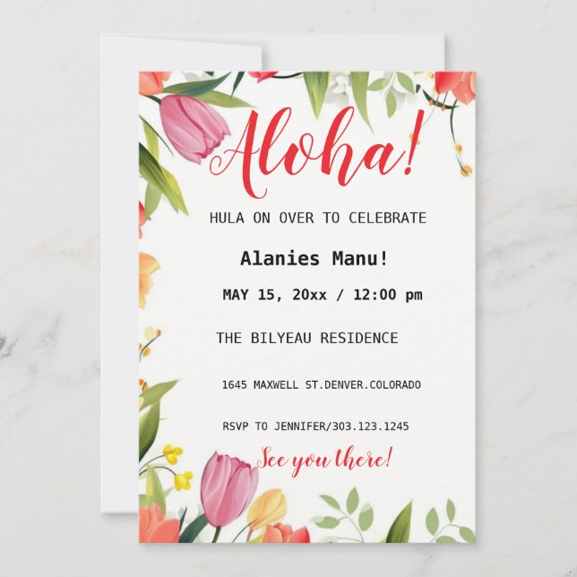 Invitation à l'anniversaire (Devant)