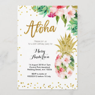 Invitation à l'Anniversaire d'Aloha Gold Pineapple