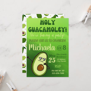 Invitation à l'anniversaire d'Avocado modifiable