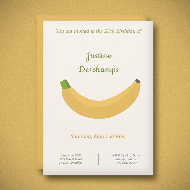 Invitation à l'anniversaire de Banana (Banana Birthday Invitation)