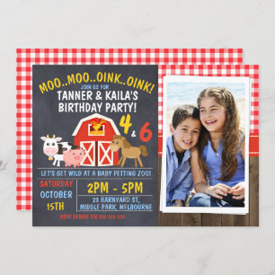 Invitation à l'anniversaire de Barnyard Chalkboard