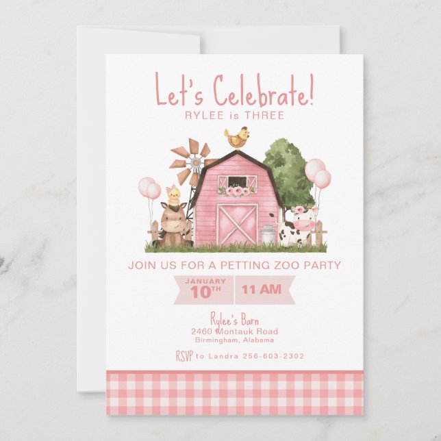 Invitation à l'anniversaire de Barnyard ・ Fête des (Devant)