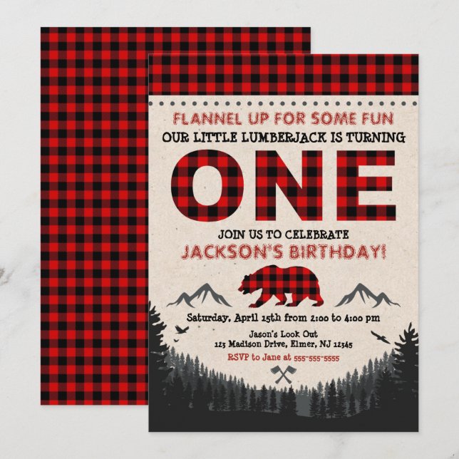 Invitation à l'anniversaire de bison de bison de b (Devant / Derrière)