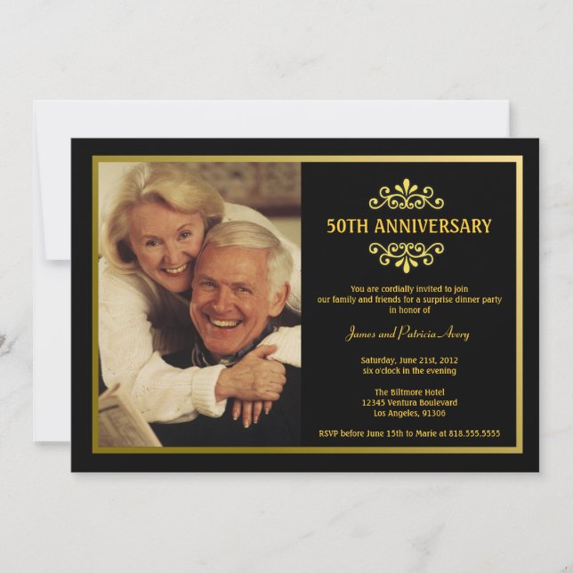 Invitation à l'anniversaire de Black and Gold (Devant)