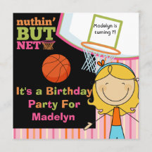 Invitation à l'anniversaire de Blond Girl Basketba