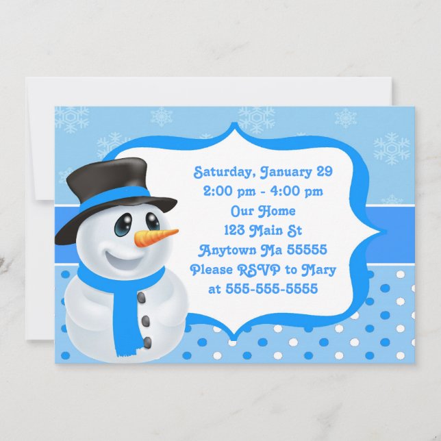 Invitation à l'anniversaire de Blue Boy Snowman (Devant)