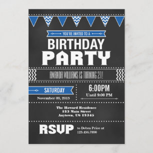 Invitation à l'anniversaire de Blue Chevron Chalkb