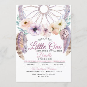 Invitation à l'anniversaire de Boho Dreamcatcher L