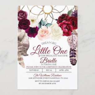 Invitation à l'anniversaire de Boho Dreamcatcher L