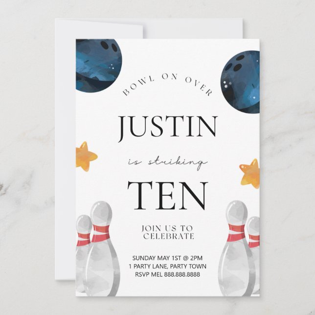 Invitation À L'Anniversaire De Bowling Pour Enfant (Devant)