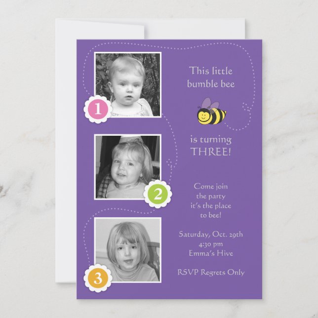 Invitation à l'anniversaire de Bumble Bee (Devant)