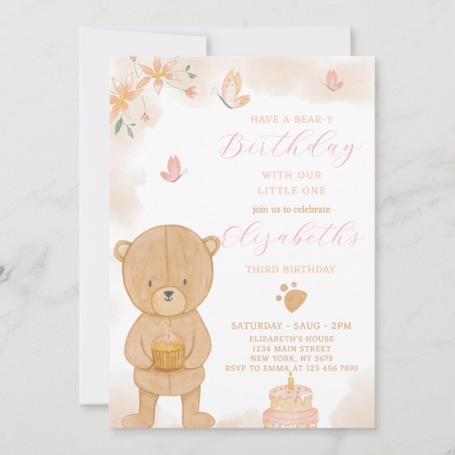 Invitation à l'anniversaire de Cake Teddy (Devant)