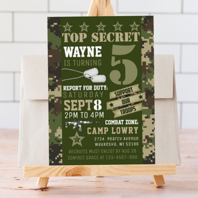 Invitation à l'anniversaire de Camo de l'armée (Créateur téléchargé)