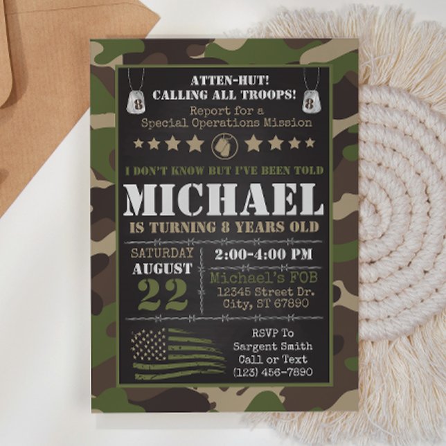 Invitation à l'anniversaire de Camo de l'armée (Créateur téléchargé)