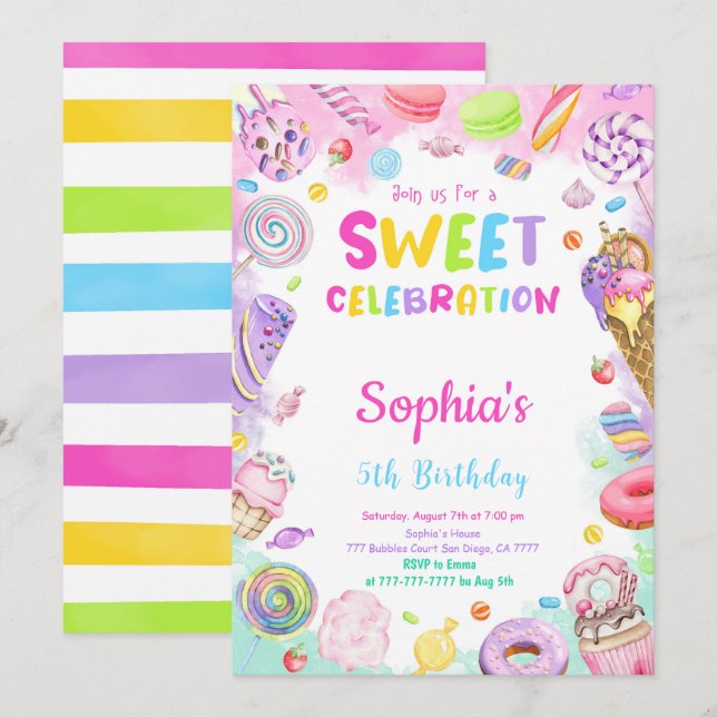 Invitation à l'anniversaire de Candy (Devant / Derrière)