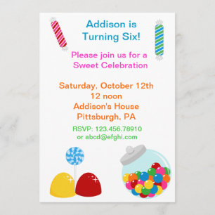 Invitation à l'anniversaire de Candy Gumdrop