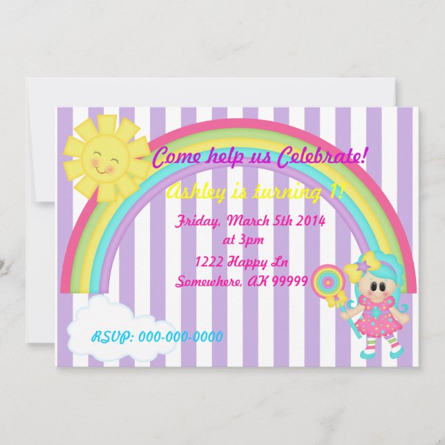 Invitation à l'anniversaire de Candyland (Devant)