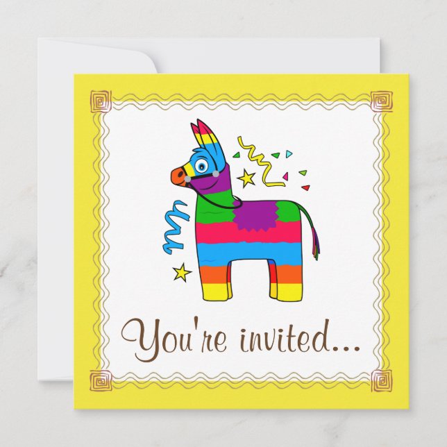 Invitation à l'anniversaire de Cartoon Pinata (Devant)