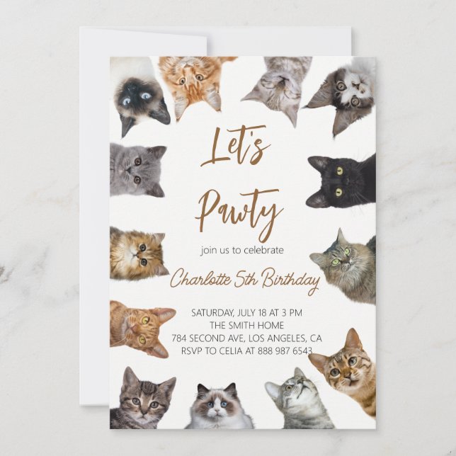Invitation à l'anniversaire de Cat Pawty (Devant)