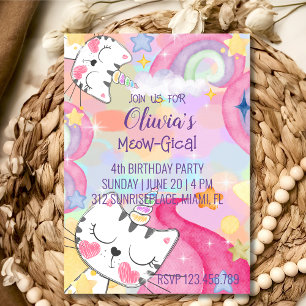 Invitation à l'anniversaire de caticorn méow-gical