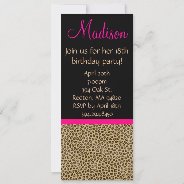 Invitation à l'anniversaire de Cheetah (Devant)