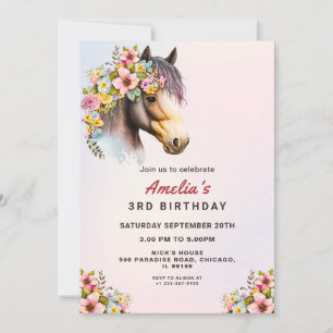 Invitation à l'anniversaire de Cheval Editable pou