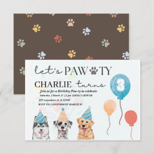 invitation à l'anniversaire de chien pawty