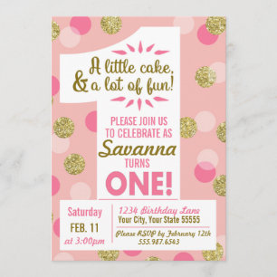 Invitation à l'anniversaire de Confetti en rose et