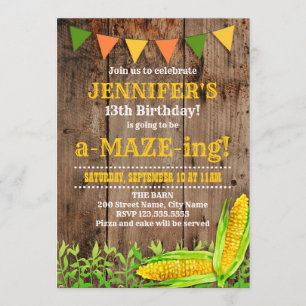 Invitation à l'anniversaire de Corn Maze