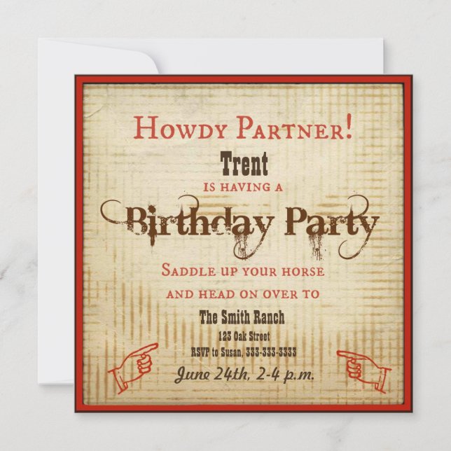 Invitation à l'anniversaire de Cowboy (Devant)