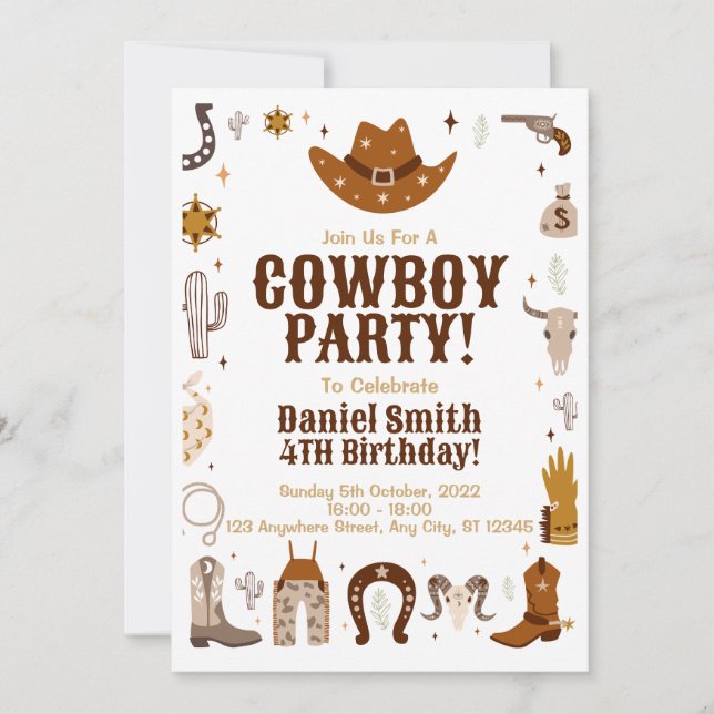 Invitation à l'anniversaire de Cowboy (Devant)