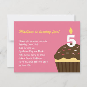 Invitation à l'anniversaire de Cupcake - rose