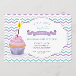 Invitation à l'anniversaire de Cupcake - V1