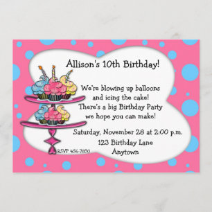 Invitation à l'anniversaire de Cupcakes