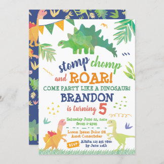 Invitation à l'anniversaire de Cute Dinosaur