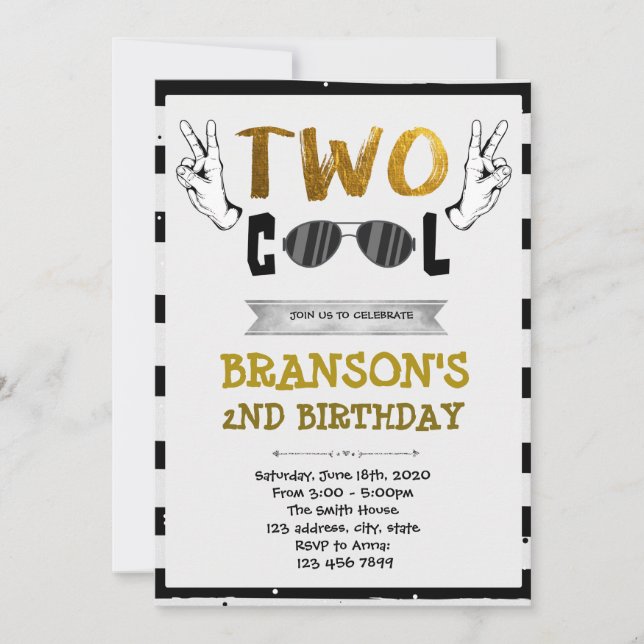 Invitation à l'anniversaire de deux cool (Devant)