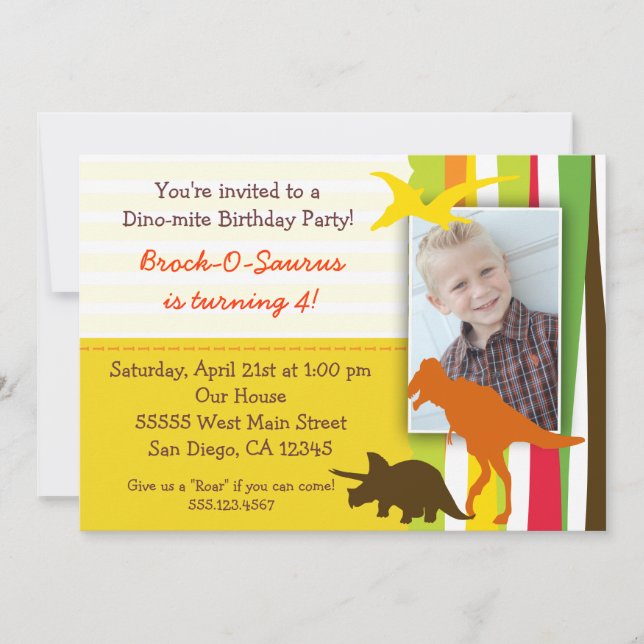 Invitation à l'anniversaire de Dinosaur avec photo (Devant)